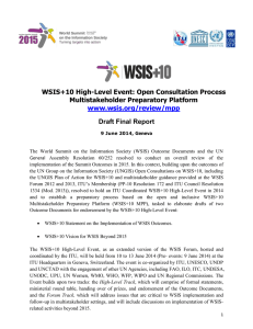 WSIS+10 High-Level Event: Open Consultation Process Multistakeholder Preparatory Platform  Draft Final Report