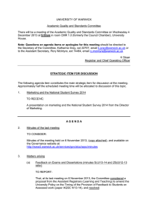 UNIVERSITY OF WARWICK  Academic Quality and Standards Committee