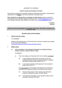 UNIVERSITY OF WARWICK Academic Quality and Standards Committee