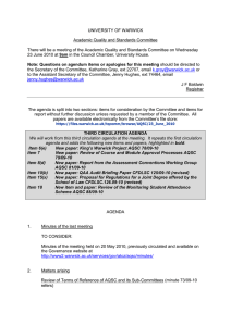 UNIVERSITY OF WARWICK  Academic Quality and Standards Committee