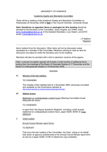 UNIVERSITY OF WARWICK Academic Quality and Standards Committee