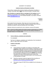 UNIVERSITY OF WARWICK Academic Quality and Standards Committee