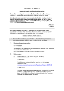 UNIVERSITY OF WARWICK Academic Quality and Standards Committee