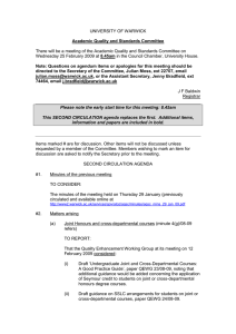 UNIVERSITY OF WARWICK 8.45am Academic Quality and Standards Committee