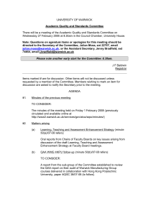 UNIVERSITY OF WARWICK Academic Quality and Standards Committee