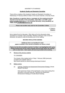 UNIVERSITY OF WARWICK Academic Quality and Standards Committee