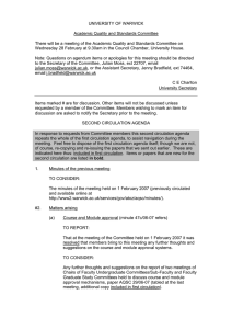UNIVERSITY OF WARWICK Academic Quality and Standards Committee