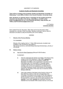 UNIVERSITY OF WARWICK  Academic Quality and Standards Committee