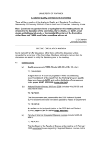 UNIVERSITY OF WARWICK  Academic Quality and Standards Committee