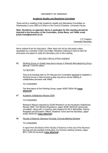 UNIVERSITY OF WARWICK Academic Quality and Standards Committee