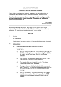 UNIVERSITY OF WARWICK Academic Quality and Standards Committee