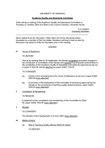 UNIVERSITY OF WARWICK Academic Quality and Standards Committee