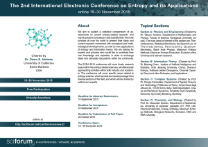 The 2nd International Electronic Conference on Entropy and its Applications About