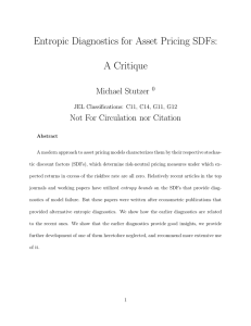 Entropic Diagnostics for Asset Pricing SDFs: A Critique Michael Stutzer