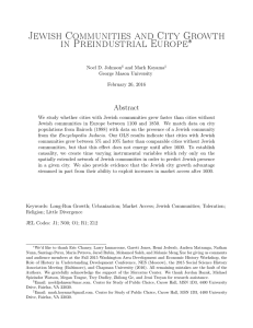 Jewish Communities and City Growth in Preindustrial Europe ∗ Abstract