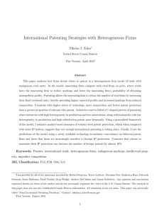 International Patenting Strategies with Heterogeneous Firms Nikolas J. Zolas