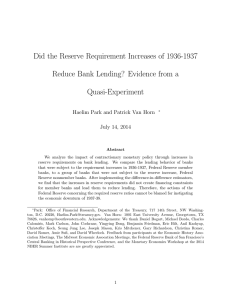 Did the Reserve Requirement Increases of 1936-1937 Quasi-Experiment