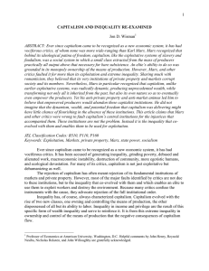 1  Jon D. Wisman CAPITALISM AND INEQUALITY RE-EXAMINED