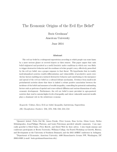 The Economic Origins of the Evil Eye Belief ∗ Boris Gershman American University
