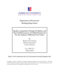 Department of Economics Working Paper Series  Quality competition, Pricing-To-Market and