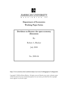 Department of Economics Working Paper Series Davidson on Keynes: the open economy dimension