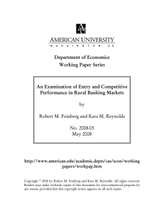 Department of Economics Working Paper Series  An Examination of Entry and Competitive