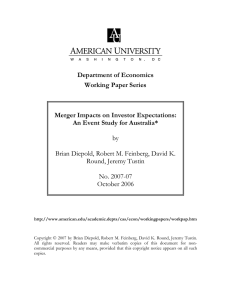 Department of Economics Working Paper Series  Merger Impacts on Investor Expectations: