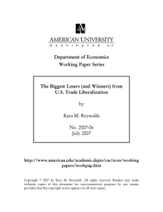 Department of Economics Working Paper Series  The Biggest Losers (and Winners) from