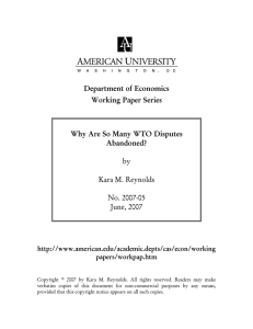 Department of Economics Working Paper Series  Why Are So Many WTO Disputes