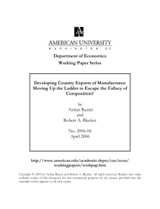 Department of Economics Working Paper Series Developing Country Exports of Manufactures: