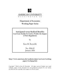 Department of Economics Working Paper Series  Anticipated versus Realized Benefits: