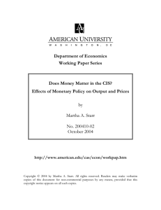 Department of Economics Working Paper Series  Does Money Matter in the CIS?