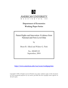 Department of Economics Working Paper Series  Patent Rights and Innovation: Evidence from