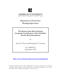 Department of Economics Working Paper Series  The Returns from Rent-Seeking: