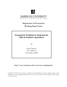 Department of Economics Working Paper Series  Econometric Problems in Analyzing the