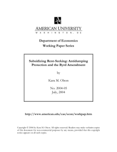 Department of Economics Working Paper Series  Subsidizing Rent-Seeking: Antidumping