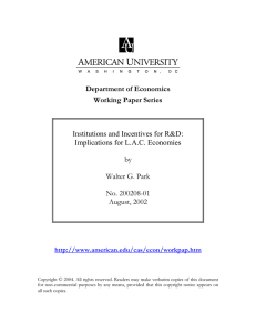Department of Economics Working Paper Series  Institutions and Incentives for R&amp;D:
