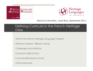 Defining Curricula in the French Heritage class