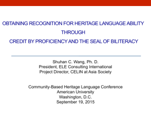 OBTAINING RECOGNITION FOR HERITAGE LANGUAGE ABILITY THROUGH