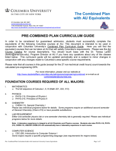 The Combined Plan with AU Equivalents PRE-COMBINED PLAN CURRICULUM GUIDE