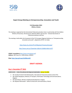 Expert Group Meeting on Entrepreneurship, Innovation and Youth 9-10 December 2015