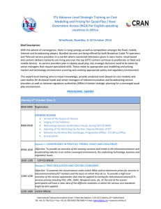 ITU Advance Level Strategic Training on Cost  Modeling and Pricing for Quad‐Play / Next  Generation Access (NGA) for English‐speaking 