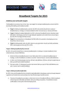 Broadband Targets for 2015 Ambitious but achievable targets