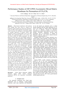 Performance Studies of ZIF-8/PES Asymmetric Mixed Matrix /CH 2