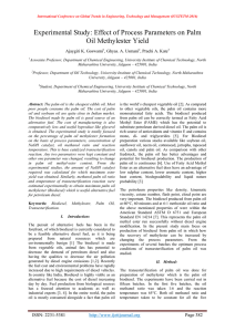 Experimental Study: Effect of Process Parameters on Palm Oil Methylester Yield