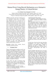 Human Power Using Bicycle Mechanism as an Alternative  M. P. Mohurle