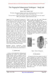 The Fingerprint Enhancement Techniques – Study and Review  Mayur S. Patil