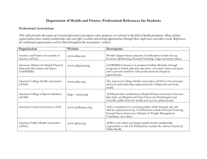 Department of Health and Fitness: Professional References for Students