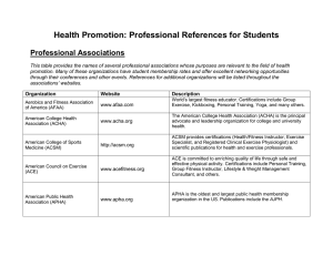 Health Promotion: Professional References for Students  Professional Associations