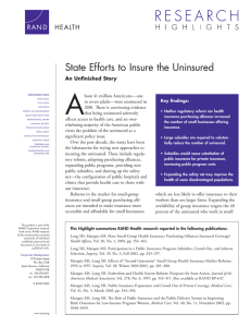 A State Efforts to Insure the Uninsured An Unfi nished Story